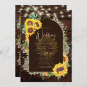 素朴ひまわりレースのライトアーチサマー結婚ズ 招待状 (正面/裏面)