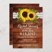 素朴ひまわりレース木ブライダルシャワー招待状 招待状 (正面/裏面)
