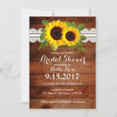 素朴ひまわりレース木ブライダルシャワー招待状 招待状 (正面)