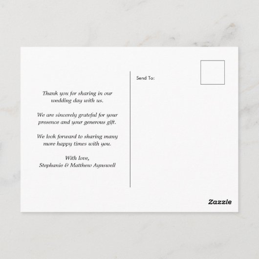 素朴ひまわりレース結婚の写真ありがとう ポストカード (裏面)