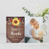 素朴ひまわりレース赤結婚フローラの写真 サンキューカード (スタンド正面)