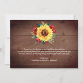 素朴ひまわりレース赤結婚フローラの写真 サンキューカード (裏面)