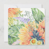 素朴ひまわりワイルドフラワーウォーター結婚カラー 招待状 (裏面)