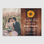 素朴ひまわり写真磁気日付を保存 マグネット招待状 (正面)