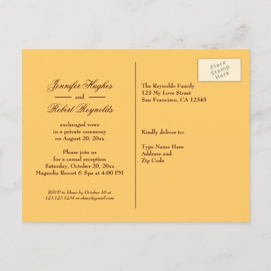 素朴ひまわり写真秋の駆け結婚落ち 案内ポストカード (裏面)