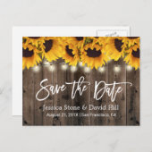 素朴ひまわり国の結婚式の日付を保存 案内ポストカード (正面/裏面)