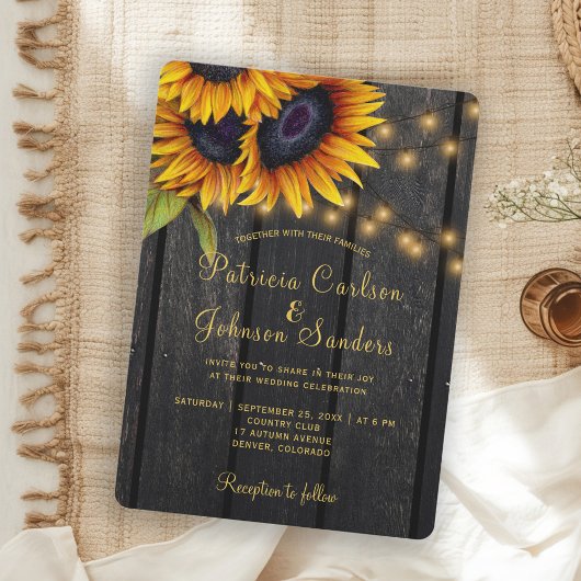 素朴ひまわり屋の木結婚の光 招待状