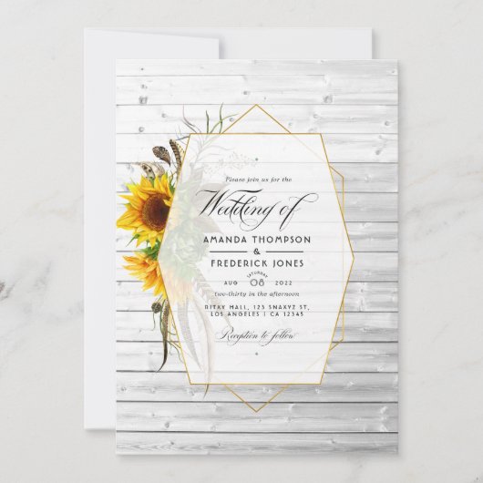 素朴ひまわり幾何学模様の国結婚舎 招待状 (正面)