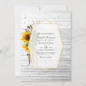 素朴ひまわり幾何結婚国納屋 招待状 (正面)