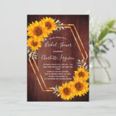 素朴ひまわり木幾何学ブライダルシャワー 招待状 (スタンド正面)