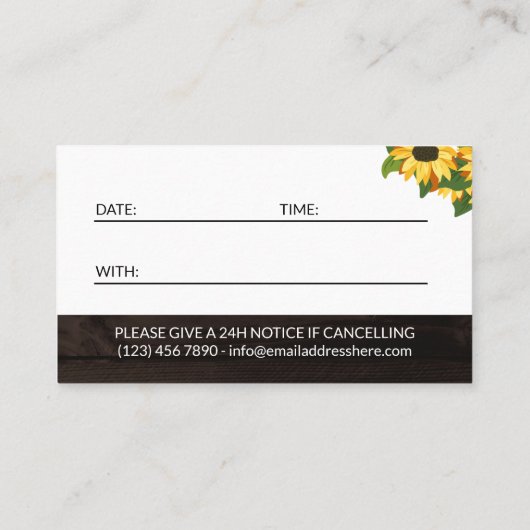 素朴ひまわり木目あなたのロゴ 予約カード (裏面)