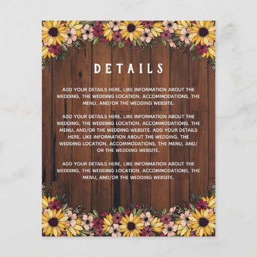 素朴ひまわり木目2 In 1バジェット結婚ズ (裏面)