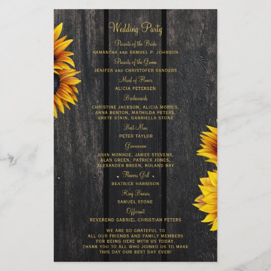 素朴ひまわり木金ゴールド結婚台本 (裏面)