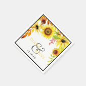 素朴ひまわり水彩フローラ結婚ズ スタンダードカクテルナプキン (角)