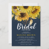 素朴ひまわり海軍金ゴールドブライダルシャワー 招待状 (正面)
