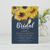 素朴ひまわり海軍金ゴールドブライダルシャワー 招待状 (スタンド正面)