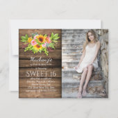 素朴ひまわり牡丹バーンウッド写真甘い16 招待状 (正面)