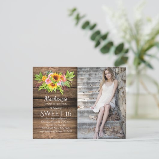 素朴ひまわり牡丹バーンウッド写真甘い16 招待状 (スタンド正面)