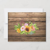 素朴ひまわり牡丹バーンウッド写真甘い16 招待状 (裏面)