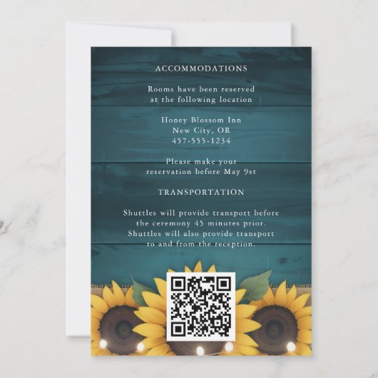 素朴ひまわり秋の結婚式フローラ結婚ズ 招待状 (裏面)