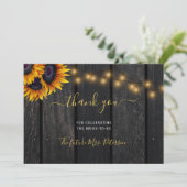 素朴ひまわり納屋の木台本ブライダルシャワーth サンキューカード (スタンド正面)