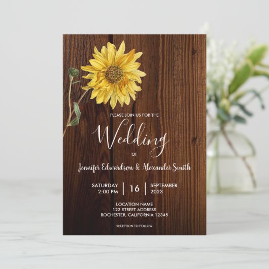 素朴ひまわり納屋の木戸地方の結婚式 招待状 (スタンド正面)