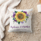 素朴ひまわり紫フローララ結婚イト クッション (ブランケット)