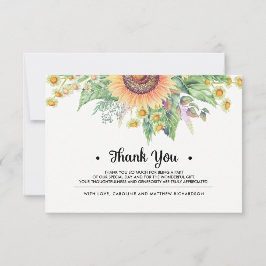 素朴ひまわり結婚さん サンキューカード (正面)