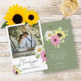 素朴ひまわり結婚のサンキューカード サンキューカード