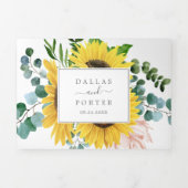 素朴ひまわり結婚の写真 三つ折り招待状 (カバー)