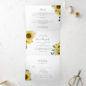 素朴ひまわり結婚の写真 三つ折り招待状 (内部)