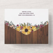 素朴ひまわり結婚木目 オールインワン招待状 (裏面)