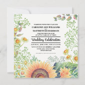 素朴ひまわり結婚花 招待状 (正面)