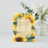 素朴ひまわり緑の葉住所の変更 ポストカード (スタンド正面)