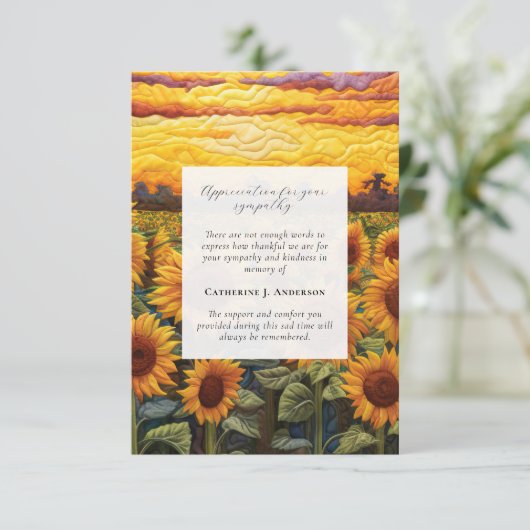 素朴ひまわり記念写真悔やみや弔慰葬儀 サンキューカード (スタンド正面)