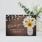 素朴ひまわり赤ちゃんの息のメイソンジャー結婚ズ サンキューカード (スタンド正面)