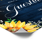 素朴ひまわり赤ちゃんの息の海軍のゲストブック ポスター (角)