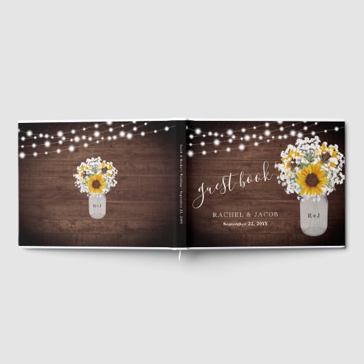 素朴ひまわり赤ちゃんの息の瓶の写真結婚 ゲストブック (全面)