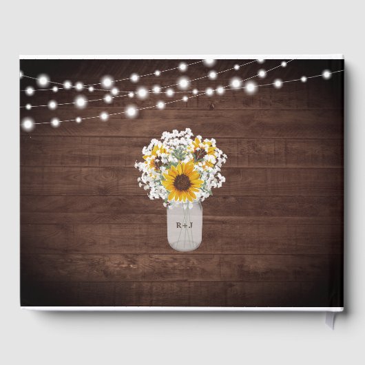 素朴ひまわり赤ちゃんの息の瓶の写真結婚 ゲストブック (裏面)