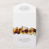 素朴ひまわり赤フローラウォーター結婚カラー オールインワン招待状 (外側)