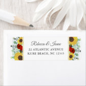 素朴ひまわり赤フローラ結婚差出人住所 ラベル (インサイチュ)