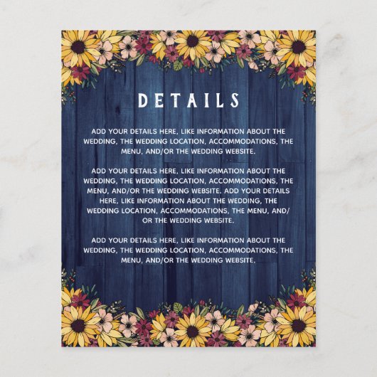 素朴ひまわり青い木2 In 1予算結婚額 (裏面)