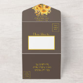 素朴ひまわり黄色と茶結婚色 オールインワン招待状 (外側)