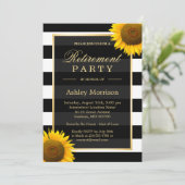 素朴ひまわり黒いストライプパーティー 招待状 (スタンド正面)