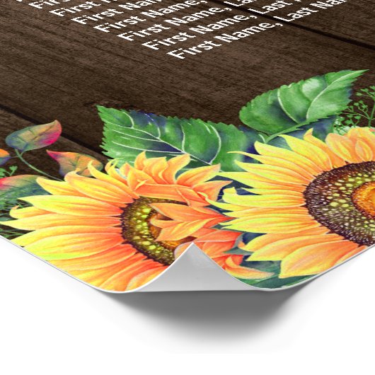 素朴ひまわり11台結婚座席表 ポスター (角)