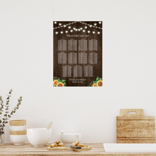 素朴ひまわり11台結婚座席表 ポスター (キッチン)