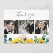 素朴ひまわり3写真結婚ありがとう ポストカード (正面)