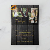 素朴ひまわり5枚結婚写真感謝していYou サンキューカード (内部)