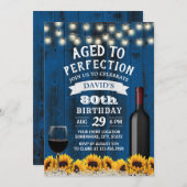 素朴ひまわり80誕生日ワインパーティー 招待状 (正面/裏面)