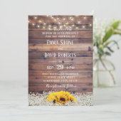 素朴ひまわり&ストリングライツバ結婚ン 招待状 (スタンド正面)